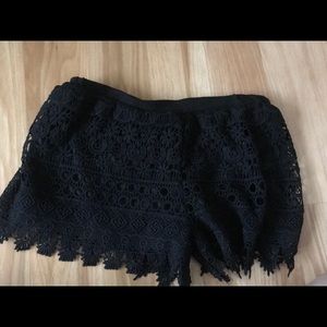Black embroidered shorts